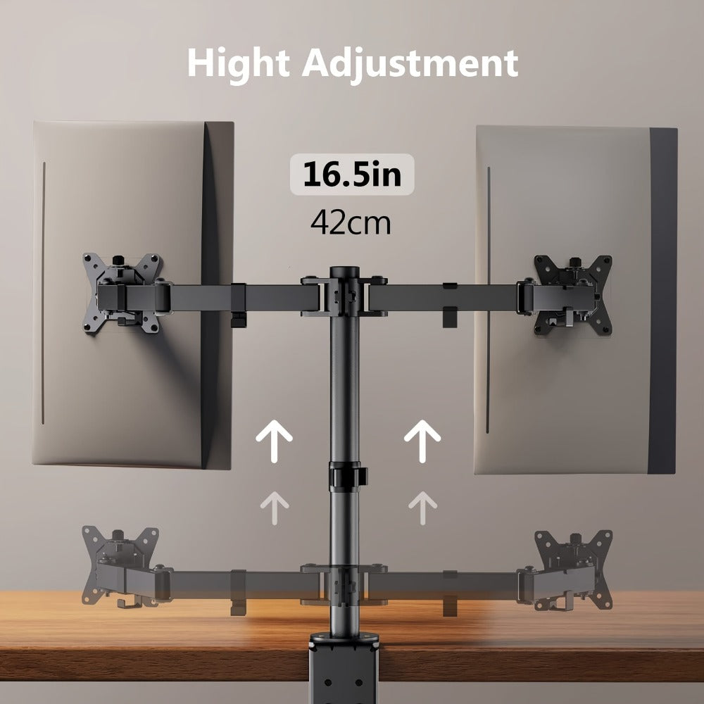 Single & Dual Monitor Mount for 13-32 Inch Screens, VESA Desk Mount Arm, 16.3" Height Extension, ±45° Tilt ±90° Swivel