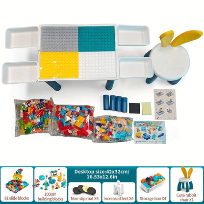 Kids Building Block Table & Chair Set with Storage Boxes with the Listed Color, Size or Set Options for Everyday Use