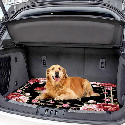 Car Cargo Mat Pink Peony Floral – Anti-Slip Washable Rear Trunk Pad, Wear-Resistant Pet Mat & Boot Liner for Car Interior