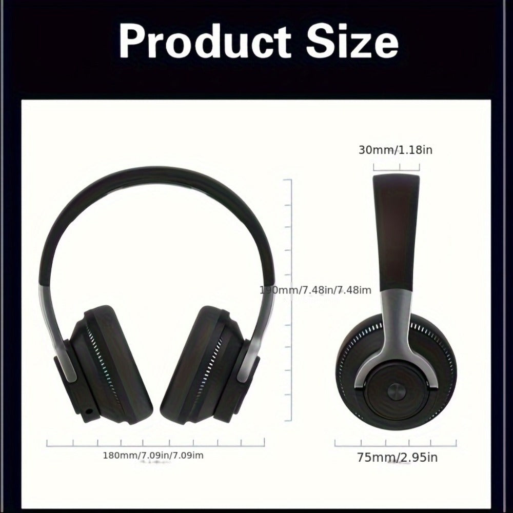Foldable Wireless Over-Ear Headphones with FM Radio, TF Card, LED Accent Lights, 3.5mm AUX and Four Colors