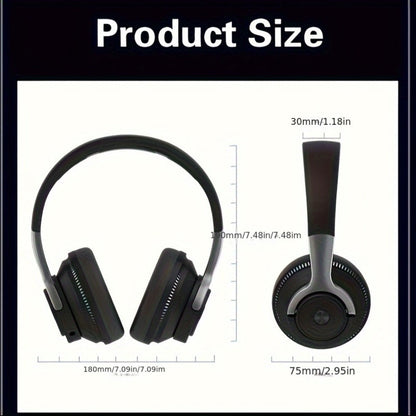 Foldable Wireless Over-Ear Headphones with FM Radio, TF Card, LED Accent Lights, 3.5mm AUX and Four Colors