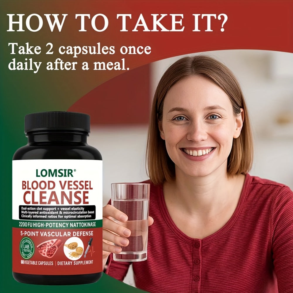 Blood Circulation Supplement Nattokinase with Gamma Oryzanol, Natural Enzyme Formula for Blood Vessel Cleanse