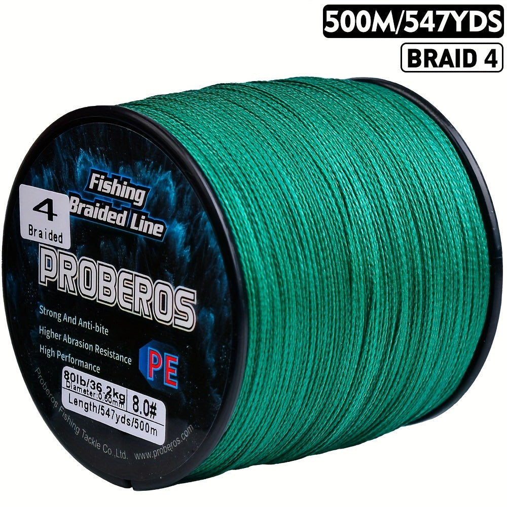 Braided Fishing Line 4 Strand 500M/547Yds – Abrasion Resistant Zero Stretch Superline 6LB-80LB, Multi-Color, Gray/Green/Camo