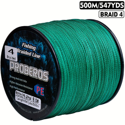 Braided Fishing Line 4 Strand 500M/547Yds – Abrasion Resistant Zero Stretch Superline 6LB-80LB, Multi-Color, Gray/Green/Camo
