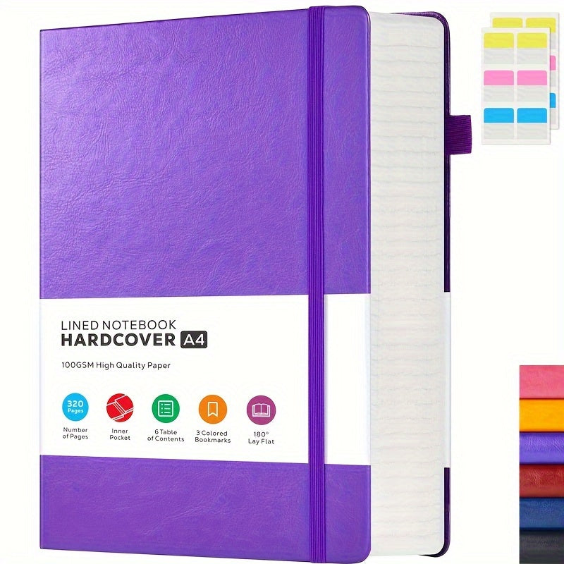 A4 Hardcover Lined Journal Notebook 320 Pages, Faux Leather College Ruled Notebook with 100GSM Thick Pages