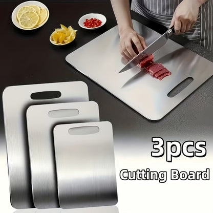 Titanium Cutting Board Set 3-Piece Kitchen Prep Boards, Hook Handles Rounded Edges Space-Saving Design