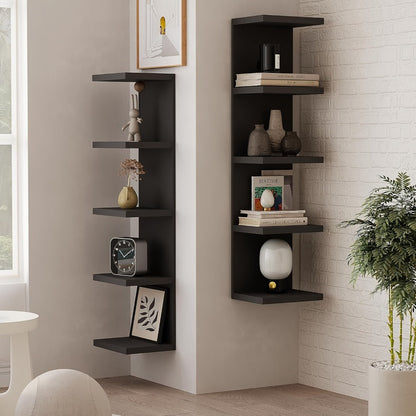 5-Tier Floating Wall Shelf Wall-Mounted Storage Rack 31.5" - Space Saving Display Shelves for Entryways, Bedrooms and Living Spaces