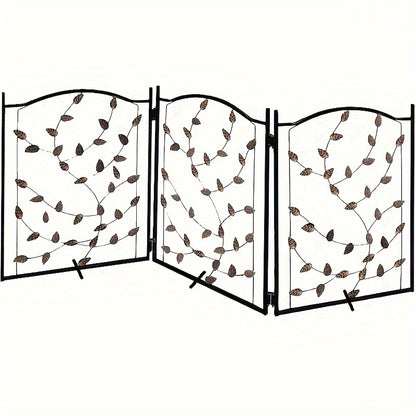 Foldable Pet Gate 3-Panel 52x24 Inch Metal Freestanding Dog Fence Retractable for Stairs Hallways Doorways Indoor Dog Gate No Installation