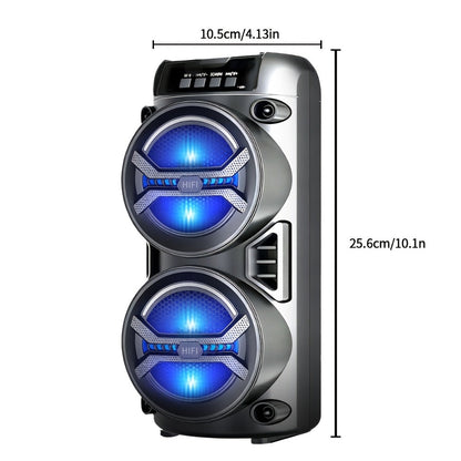 Portable Bluetooth Speaker 8000FM with Dual Illuminated Drivers, TWS, FM, USB, AUX and TF Playback