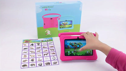 Veidoo 7 Inch Kids Tablet with Drop-Proof Silicone Cover – Eye Protection Screen, WiFi, 2GB RAM 16GB/32GB ROM, Dual Camera