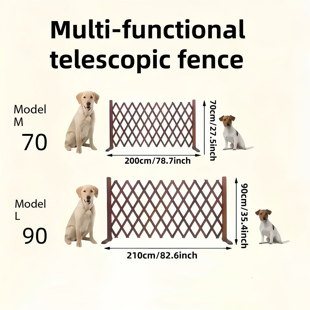 Expandable Wooden Pet Gate Fence Freestanding Retractable Indoor Outdoor Safety Barrier for Entryways, Bedrooms and Living Spaces