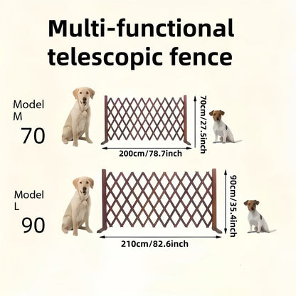 Expandable Wooden Pet Gate Fence Freestanding Retractable Indoor Outdoor Safety Barrier for Entryways, Bedrooms and Living Spaces