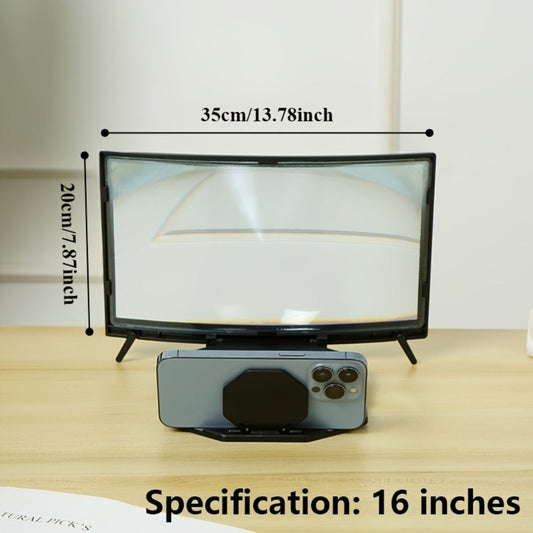 16 Inch Screen Magnifier for Phone HD Curved 3000:1 Contrast 108° Wide Angle – Foldable Stand Eye Protection Mobile Amplifier for Movies