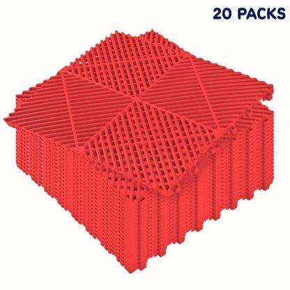 Interlocking Garage Floor Tiles 20-Pack – 16"x16" Drainage Floor Mat, Non-Slip PP Tiles for Garage, Car Wash