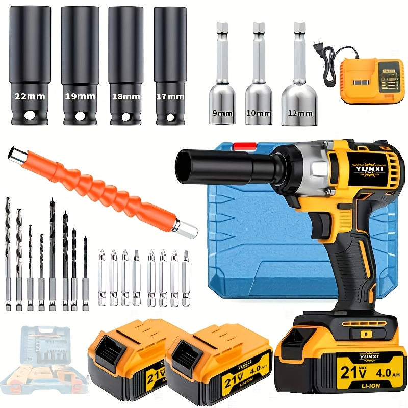 Cordless Impact Wrench Set with Charger Lithium-Ion Portable Electric Wrench Quick Charge for Home for Home, Garage and DIY Projects
