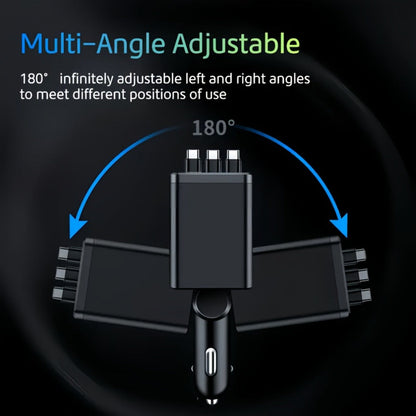 7-in-1 Car Fast Charger with 3 Retractable Cables, LED Digital Display, 180° Adjustable Arm, Universal Plug