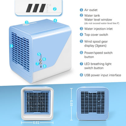 Portable Air Cooler 3-in-1 Mini Personal Air Conditioner Humidifier Fan with Atmosphere Light for Entryways, Bedrooms and Living Spaces