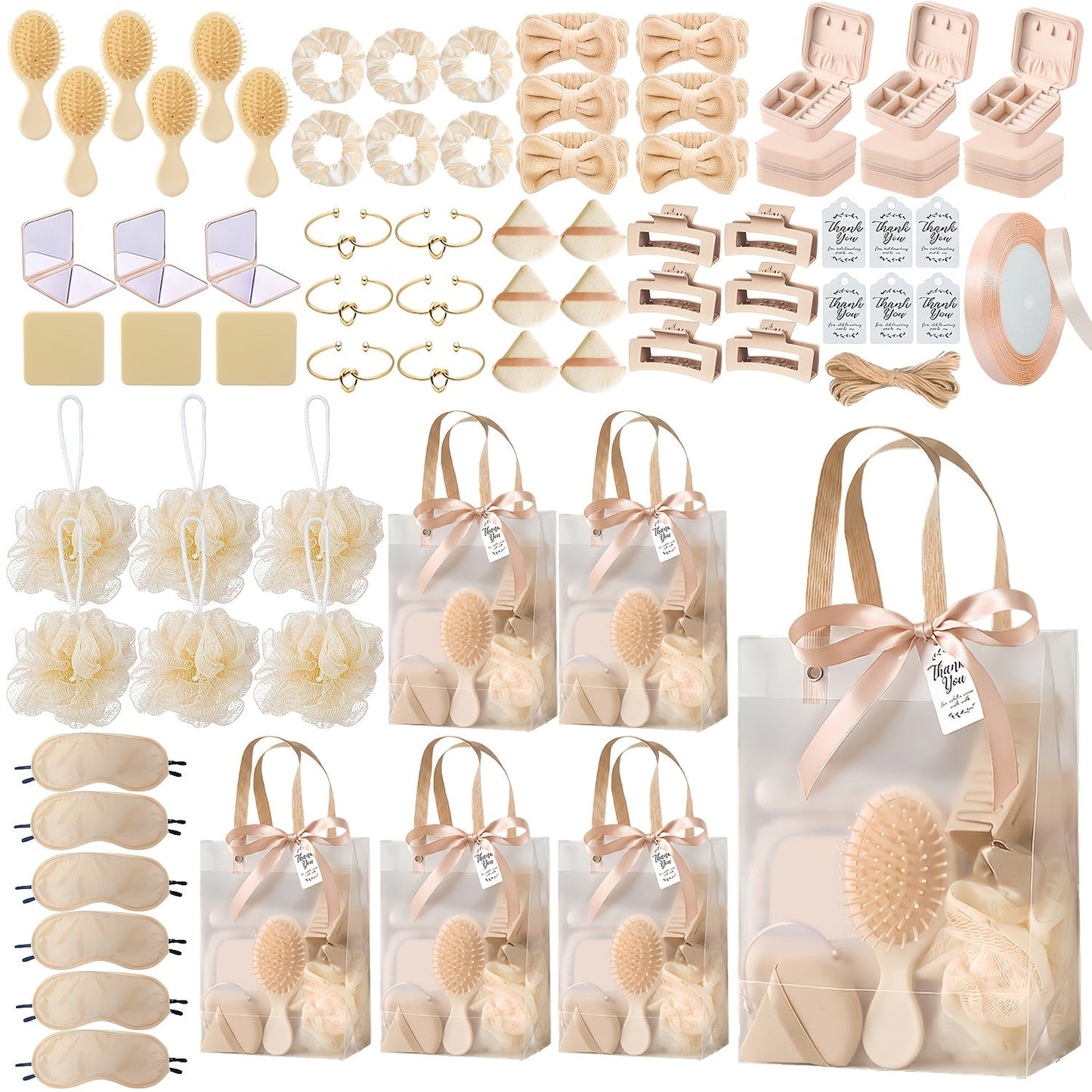 Party Favor Set for Women 74pcs, Wedding & Bridal Shower Gift Pack with Headbands, Bracelets, Jewelry Boxes
