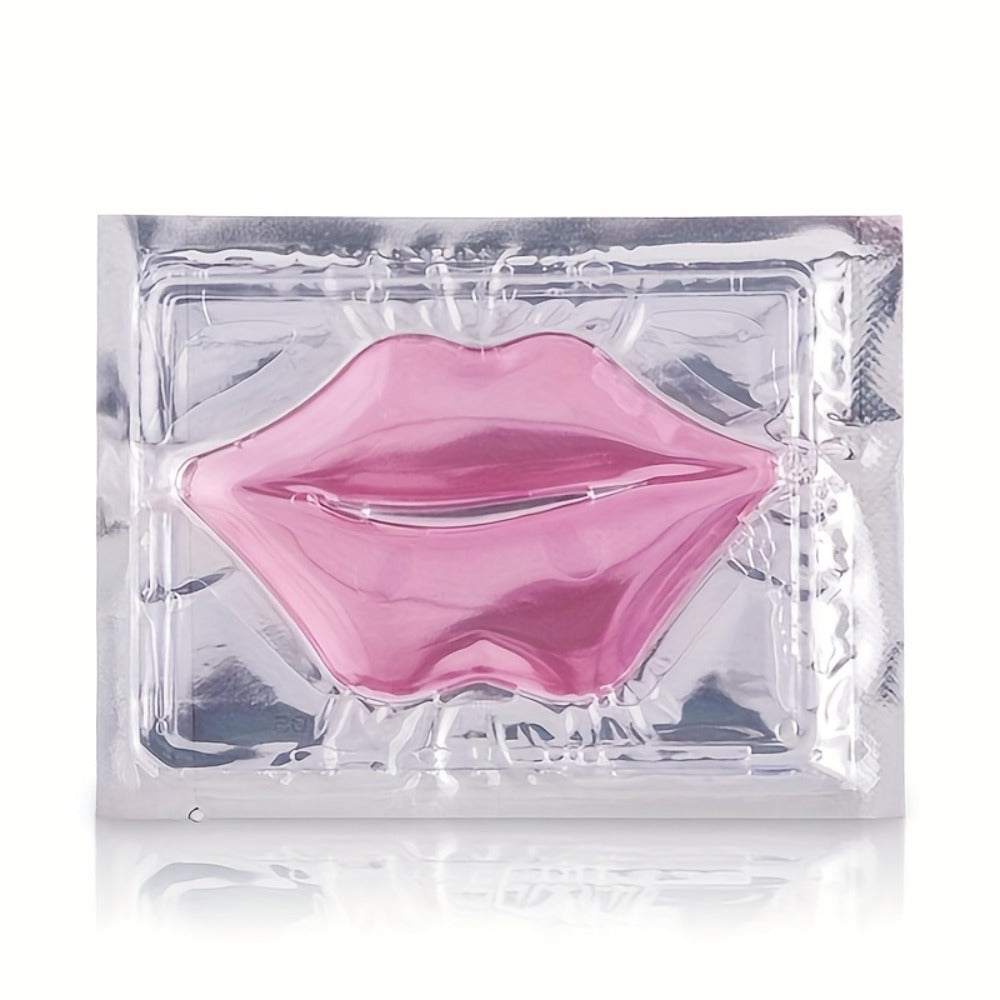 Fifteen Individually Wrapped Pink Lip-Shaped Gel Patches in Clear Rectangular Sachets with 15-Piece Count