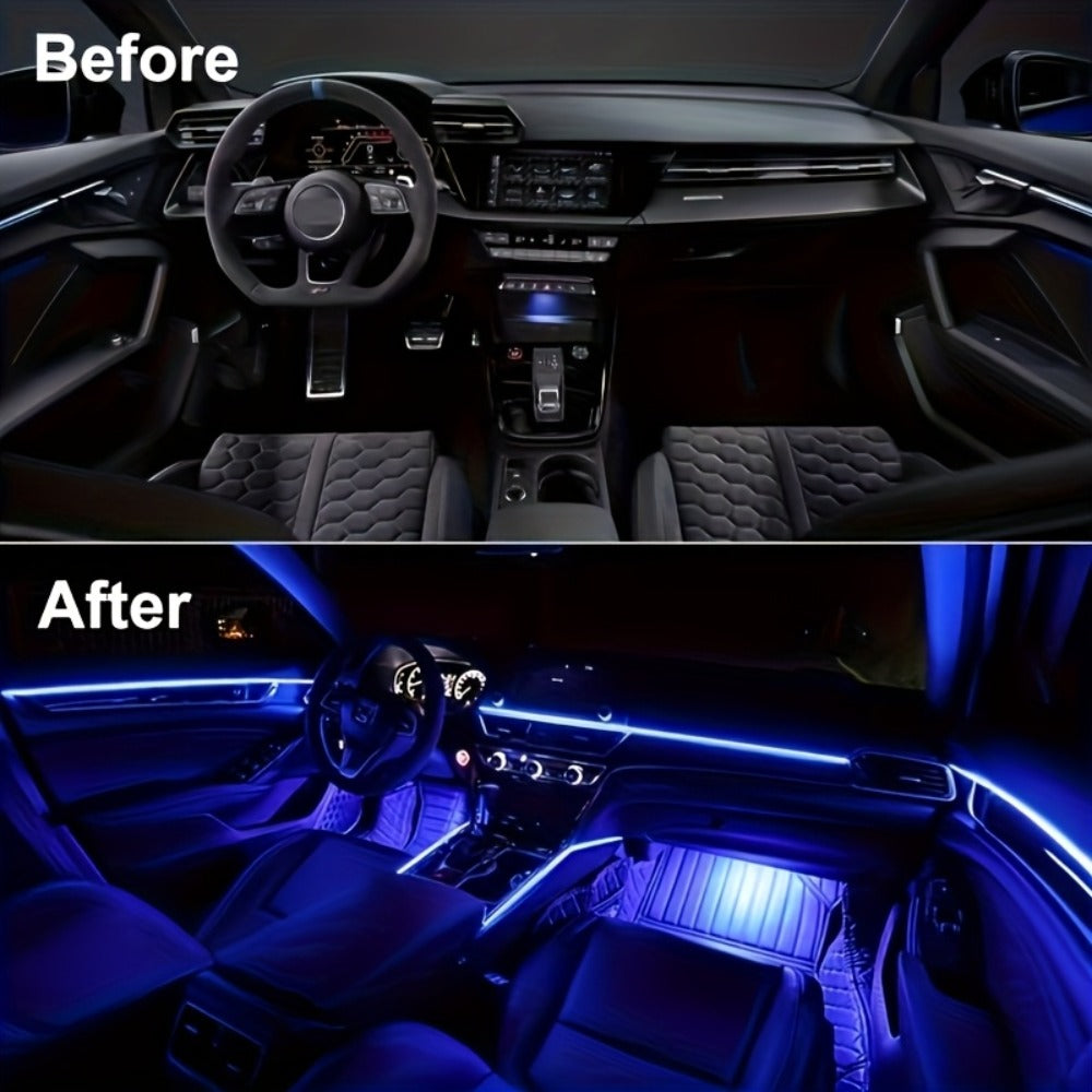 Car Interior Ambient Light Strip with 118-Inch Label, USB Connector, App Control and Music-Responsive Mode