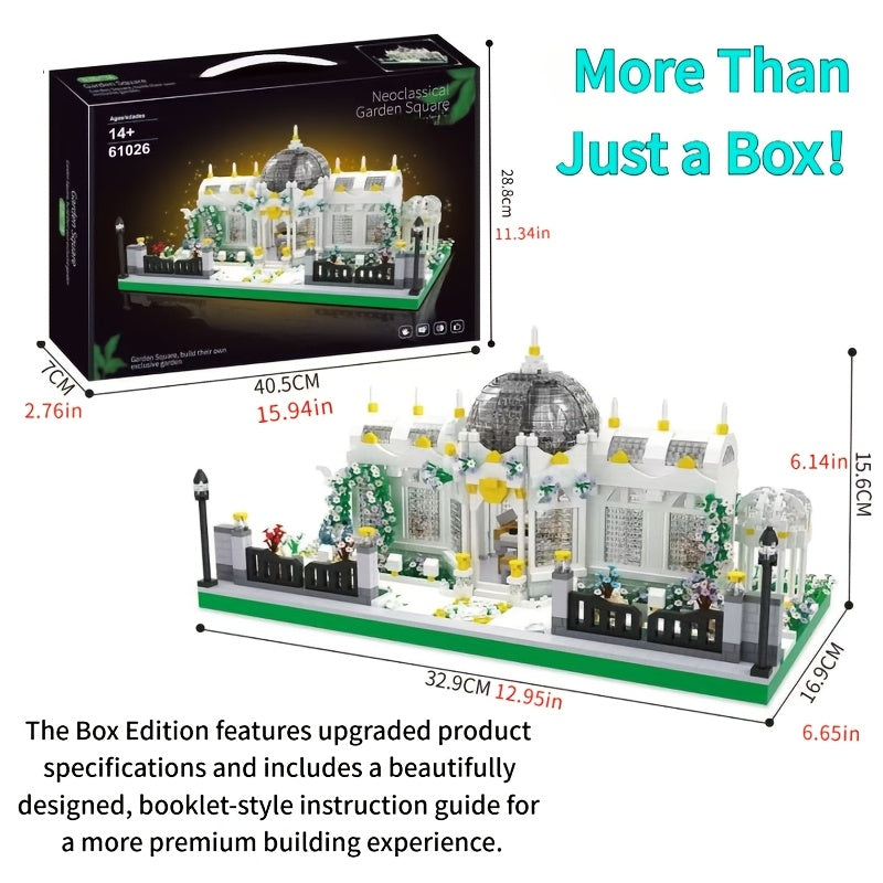 6700-Piece Garden Plaza Building Block Model in Boxed or Bagged Versions with Dome, Flowers and Fence