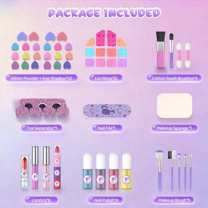 Girls Makeup Set with Dressing Table & Mirror - Princess Pretend Play Vanity Toy for Kids Ages 3-12