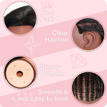 Mannequin Head with Hair 18 Inch Cosmetology Training Practice Doll Head | Hair Styling Cutting Braiding Clamp Holder Comb Clip Students