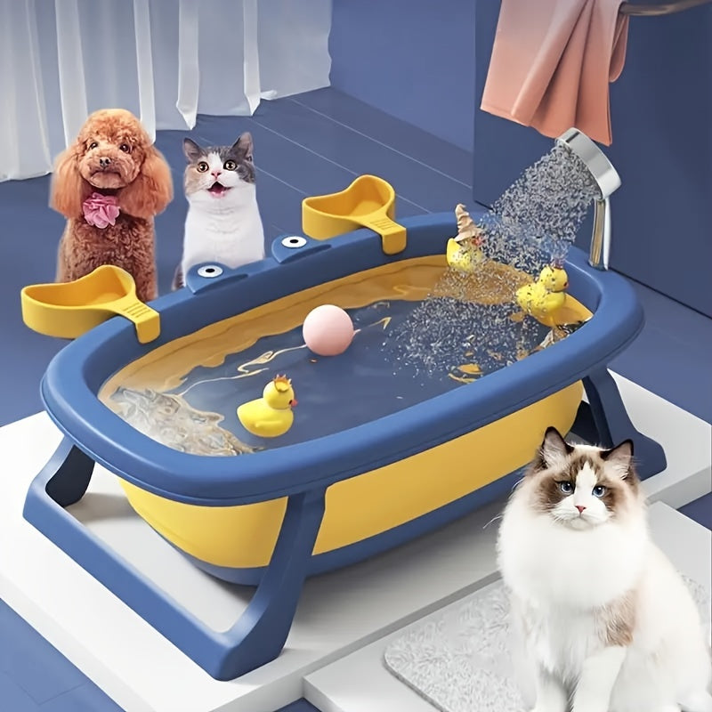 Collapsible Pet Bath Tub – Portable Foldable Crab-Shaped Bathing Tub for Cats & Small Dogs Up to 20 lbs | Space-Saving