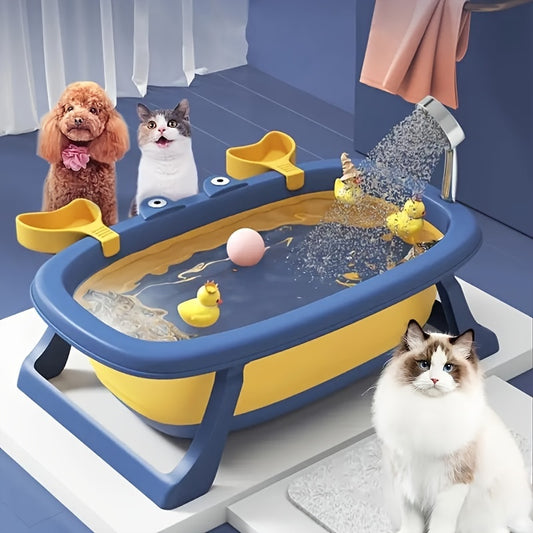 Collapsible Pet Bath Tub – Portable Foldable Crab-Shaped Bathing Tub for Cats & Small Dogs Up to 20 lbs | Space-Saving