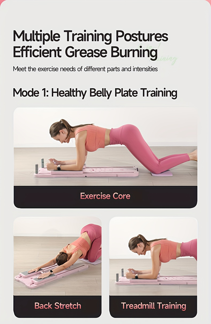 Portable Pilates Reformer Board 9-in-1 – Foldable Ab Wheel & Push-Up Workout Machine for Full Body Core Training