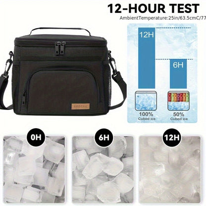 Insulated Lunch Bag with Adjustable Shoulder Strap – Leakproof Reusable Cooler Bag for Men Women Portable Fresh Keeper | Black Grey Blue |