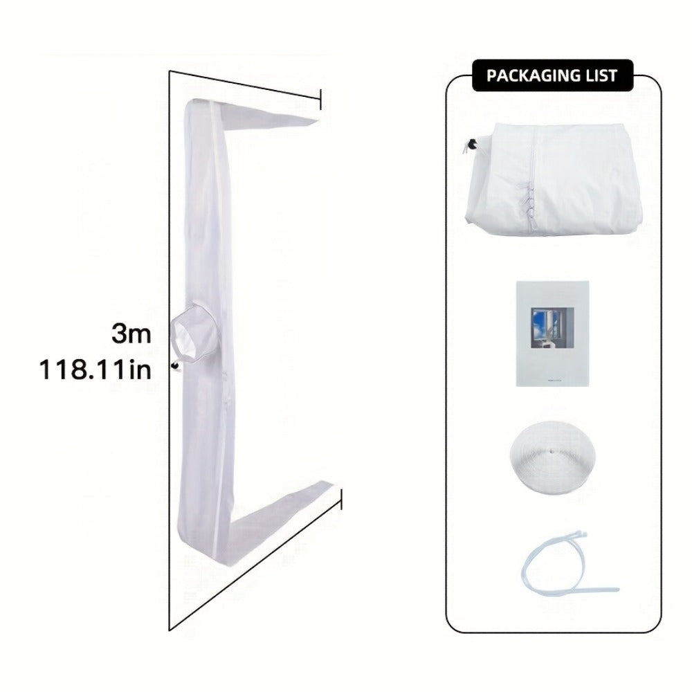 Portable AC Window Sealing Strip Universal | Adjustable Air Conditioner Exhaust Hose Seal Kit with Zipper & Adhesive | 4M 5M 220" 236" Sizes