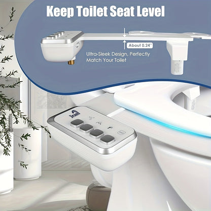 Bidet Attachment for Toilet Ultra-Slim, Non-Electric Cold Water Sprayer, Retractable Self-Cleaning Nozzle