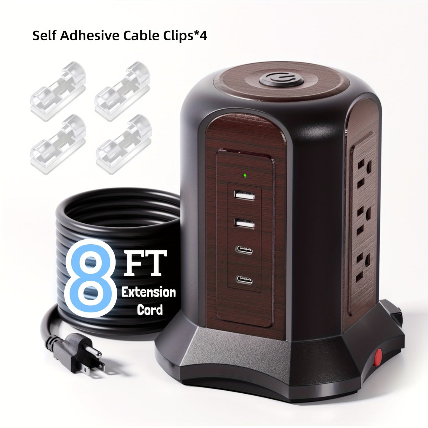 Surge- Power Tower 13-in-1 with Wireless Charger, 9 AC Outlets & 4 USB Ports (2 USB-C PD18W), 1080J Surge Protector