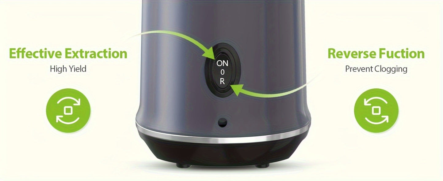 Cold Press Slow Juicer Machine with 5.3-Inch Large Feed Chute - High Juice Yield, Safety Lock, One-Click Cleaning