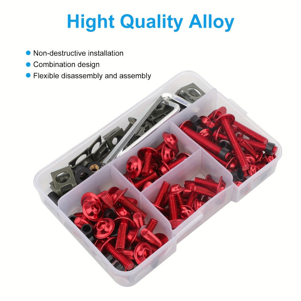 Motorcycle Fairing Bolt Kit 177-Piece CNC Anodized Aluminum Screws for Fairings Windshield Fuel Tank Body Panels
