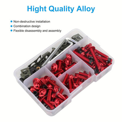 Motorcycle Fairing Bolt Kit 177-Piece CNC Anodized Aluminum Screws for Fairings Windshield Fuel Tank Body Panels