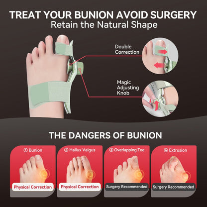 Adjustable Knob Big Toe Alignment Splint with Three Angle Plates for Left or Right Foot, One-Piece Option