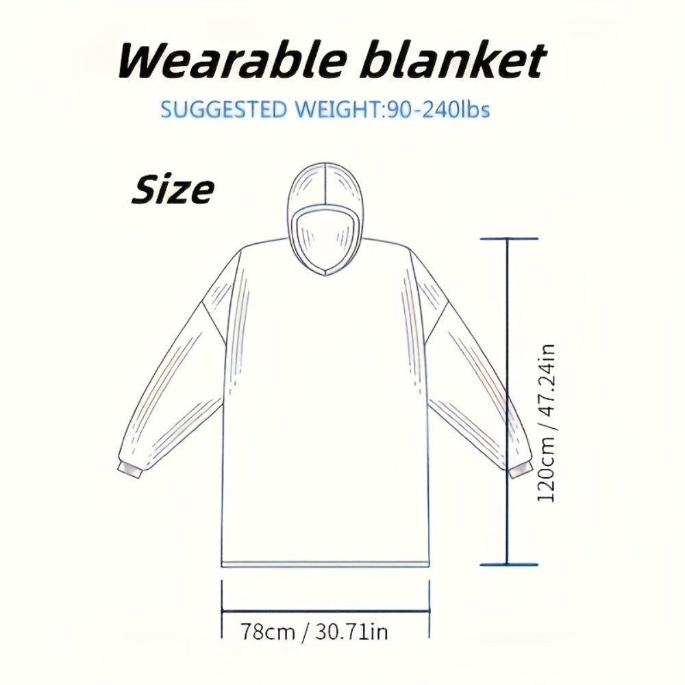 Oversized Wearable Blanket Hoodie Jacket – 350-400gsm Thick Warm Suede Flannel, Hooded Pocket Lazy Coat for Women & Men, 5 Colors