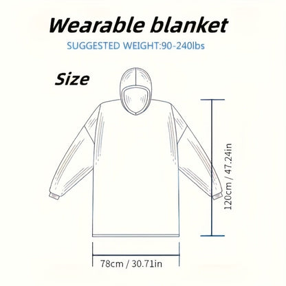 Oversized Wearable Blanket Hoodie Jacket – 350-400gsm Thick Warm Suede Flannel, Hooded Pocket Lazy Coat for Women & Men, 5 Colors