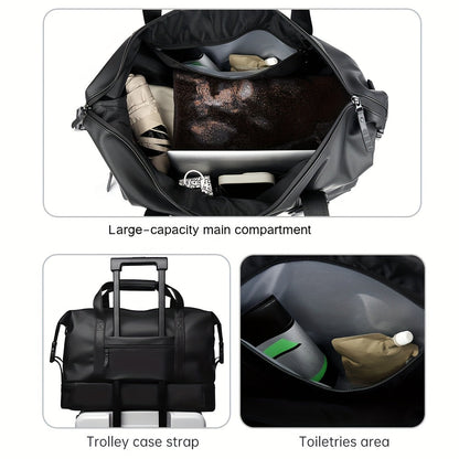 Gym Duffel Bag with Wet Pocket & Shoe Compartment – Foldable PU Leather Sports Travel Bag for Workouts, Weekend Trips & Everyday Use