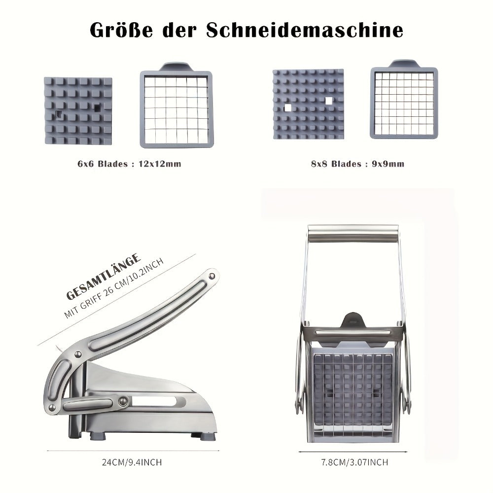 French Fry Cutter, Stainless Steel Vegetable & Potato Slicer, Multi-Function Food Chopper for Potato