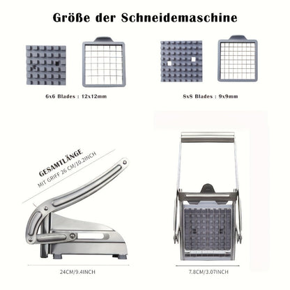 French Fry Cutter, Stainless Steel Vegetable & Potato Slicer, Multi-Function Food Chopper for Potato