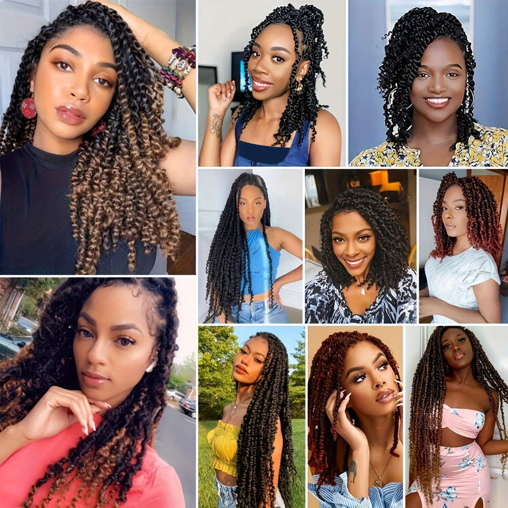 Pre-Looped Passion Twist Crochet Hair 8 Packs Pre-Twisted Curly Ends Bohemian Short Twist Braids