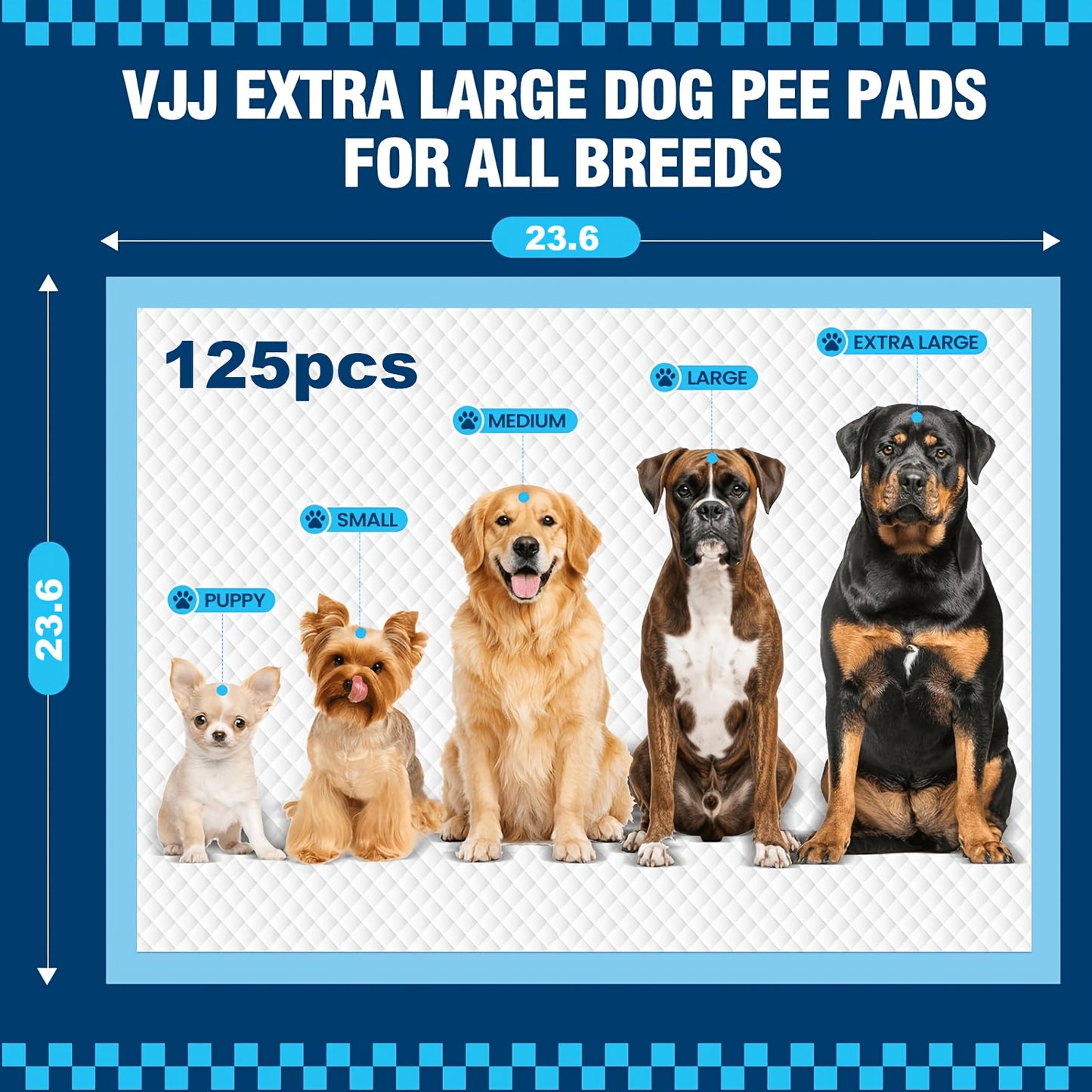 Disposable Dog Pads 24"x24" Bulk Pack – Super Absorbent Leak-Free Puppy Pee Pads with Odor Control for Indoor & Outdoor Use