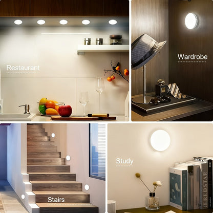 Wireless Motion Sensor Night Light USB Rechargeable - Dimmable Wall Lamp Dual Mode PIR for Home Cooking, Dining and Outdoor Meals