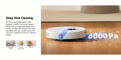 Dreame D10 Plus Gen 2 Self-Emptying Robot Vacuum & Mop Refurbished, 6000Pa Suction, 90-Day Base, LiDAR Navigation