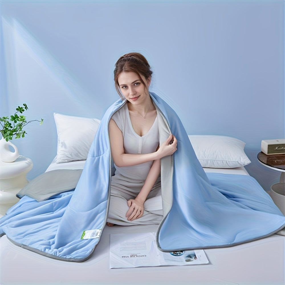 Summer Air Conditioning Blanket – Breathable Lightweight Knit Cooling Blanket for Hot Sleepers, Skin Friendly Solid Color Sweat Absorbent