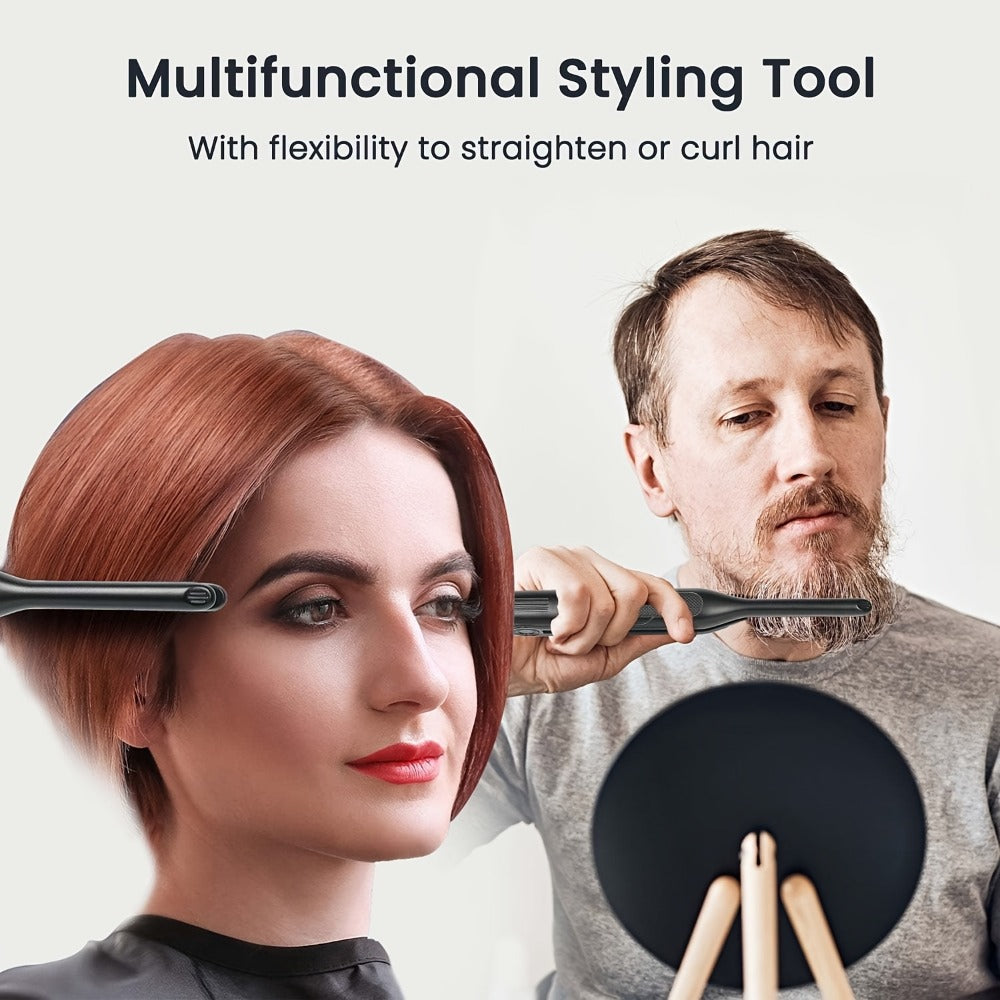 Mini 0.3 Inch Hair Straightener 2-in-1 Curler Titanium Plates 5 Heat Settings 450°F, for Home, Travel and Salon Hair Styling