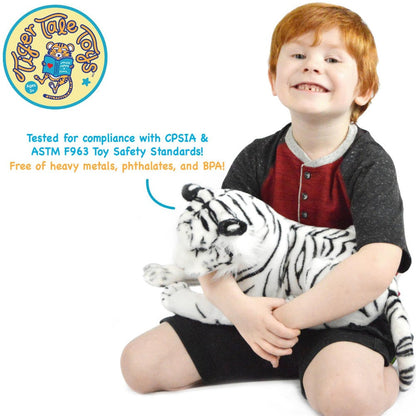 Stuffed Animal White Tiger Plush by Viahart, 17-Inch Body, 25-Inch Overall Length, Story Card & Movable Head